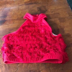 Dance costume red fringe top